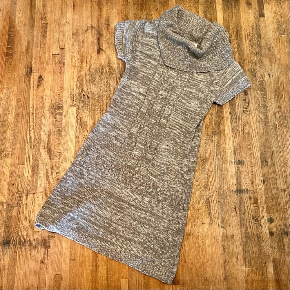 Papaya gray marled cowl neck sweater dress